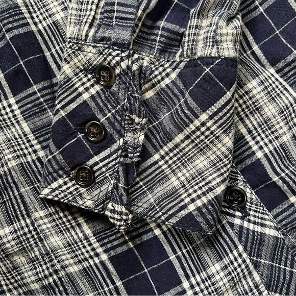 GAP BLOUSE, Blue / Cream Plaid Size M - Picture 3 of 5